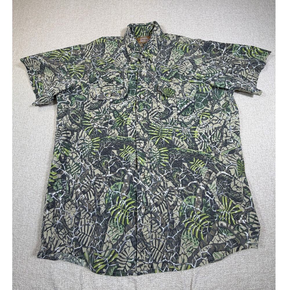 Brush Country Mens XL Green Camo Hunting Short Sleeve Button Front Shirt Field